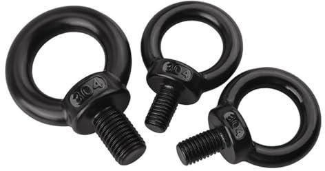 Roedax Ringschraube Ringmuttern, 3 Stück, O-förmige Ringmutter aus Edelstahl, M4 m, 5 m, 6 m, 8 m, 10 m, 12 m, 14 m, 16 m, 18 m, 20 m, schwarzer Schraubring, Ringschraube Stabilisieren