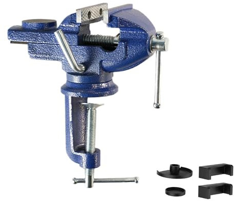 Eamula Morsa girevole, larghezza ganascia 70 mm, morsa bloccabile con base girevole a 360°, materiale in acciaio fuso, forza di serraggio: 300 kg (70 mm)