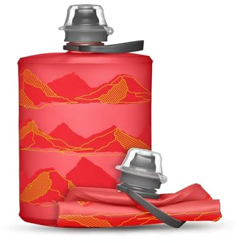 HydraPak Mountain Stow (500ml, 17oz) - Collapsible Water Bottle - Ultralight & Packable Travel Bottle, Flexible Ski, Hike, Bike or Climb Squeeze Flask - Redwood Red | BPA Free, Ultra Light, Spill-Proof Twist Cap, High Flow, Abrasion-Resistant, for Hiking, Camping, Backpacking, Skiing, Biking