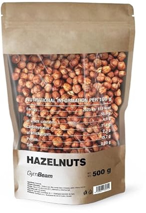 GymBeam Nocciole 500g, Nocciole Naturali Non Tostate, Non Pelate, Senza Sale o Olio, Ricche di Grassi Sani, Ideali come Snack Salutare, Aggiunta Ideale per Porridge, Yogurt o Muesli