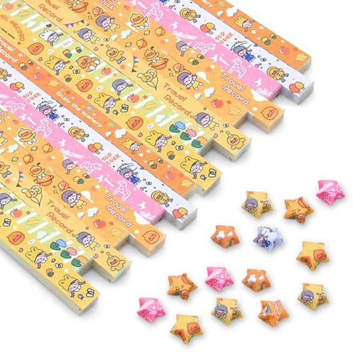 Zayookey 1080 Fogli Fortunato Stella Origami Carta Cartoon Duck Strisce Di Carta Per Stelle Stars Origami Paper Lucky Stars Pieghevole Carta per Decorazioni Artigianali (A)