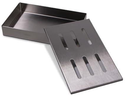 Frischluftküche Räucherbox Edelstahl - Ermöglicht intensives Raucharoma auf Gas- und Kohlegrills, zum Räuchern von Fisch und Fleisch, macht jedes Grillgut zum geschmacklichen Highlight - 21x13x3,5cm