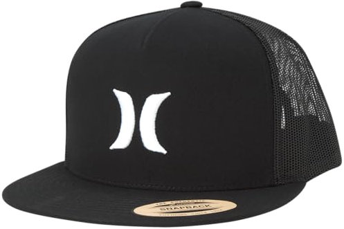 Hurley Mens Cap Flat Brim Mesh Panel Trucker Hat, Snap Back