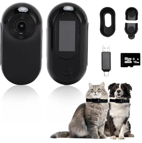 Elprico Katzen Kamera Halsband, WLAN 1080P 120° Weitwinkel-Hundehalsbandkamera, Sport-Actionkamera, Katzenhalsbandkamera für Heimtierbedarf (Black)