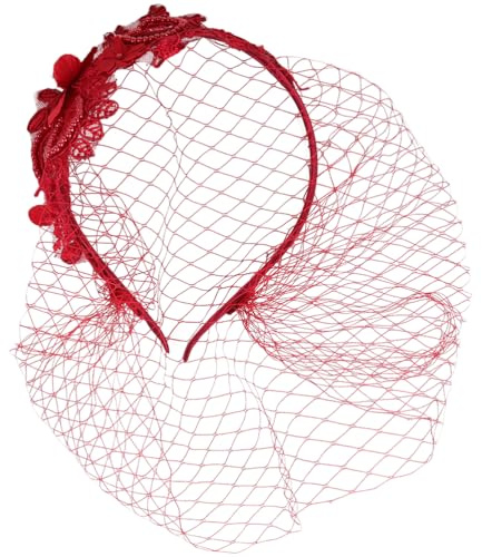 PACKOVE Fascinator Braut Kopfschmuck Hochzeit Mesh Stirnband Faszinator Stirnband Cocktail Headwear Hochzeit Gesicht Schleier Teeparty Kopfschmuck