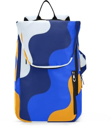 Amooorous Tennis-Rucksack für Erwachsene, wasserdicht, blau-orange, geriffelt, 2 Schläger, Tennisschlägerhülle, Turnbeutel für Damen, Herren, Jugendliche