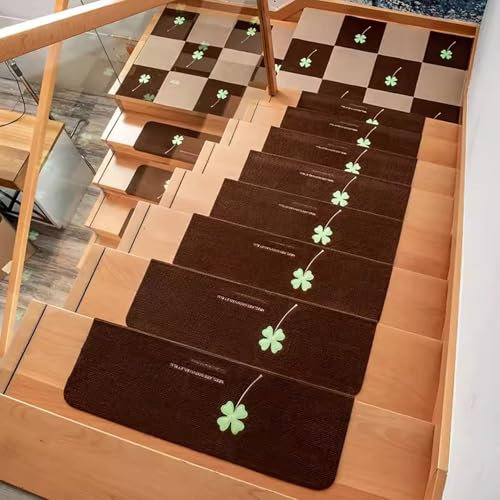 Generico Set di 15 Tappetini per Scale per Gradini in Legno Tappeti Luminosi Antiscivolo Protezioni per Scale Autoadesive Moquette per Scale