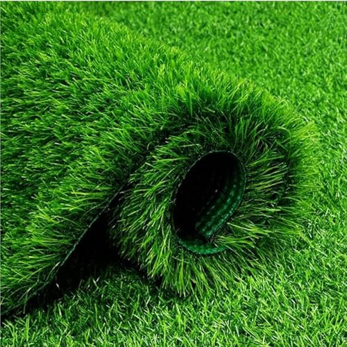 Yoeoefuo Kunstrasen Plastikrasen Rolle Indoor Outdoor Rasenmatte Länge 100cm - 1000cm Artificial Grass Mit Drainage Uv-beständig Kunstrasenpflanzen Wetterfest Kunstgrasrasen(Höhe: 20mm,100x500cm)