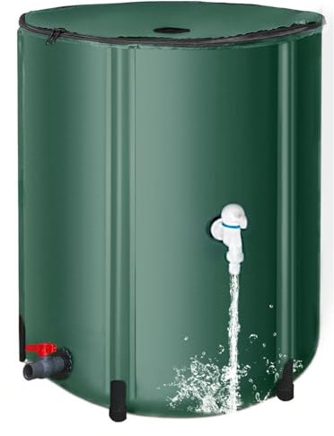 Botte antipioggia in PVC da 26 galloni, pieghevole, serbatoio 'acqua piovana, serbatoio di immagazzinaggio, barile | Robusto e facile da installare, serbatoio 'acqua piovana pieghevole