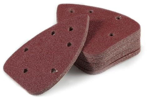 20 Pcs Mouse Detail Sander Sheets, 5 Hole 40 Grits Sanding Sheets Hook and Loop Assorted Sander Paper, Triangle Sandpaper Compatiable with Black and Decker Detail Hand Sander