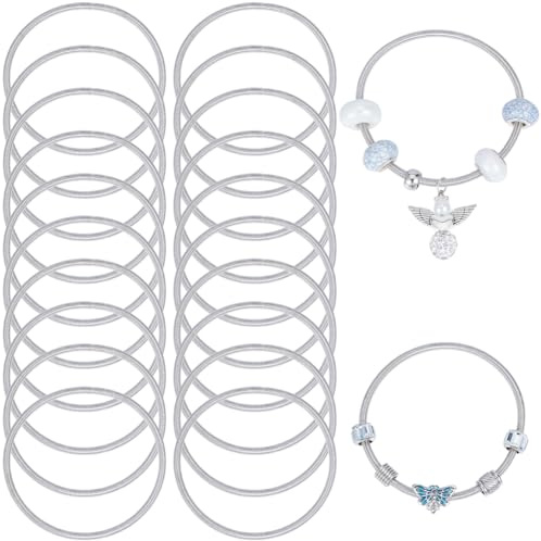 SUNNYCLUE 1 Scatola 20 Pezzi Braccialetti Primaverili in Argento A Forma di Serpente Lega metallicas Sfusa Regolabile Espandibile Filo Dells'Amicizia Polsini Catene per La Creazione di Gioielli