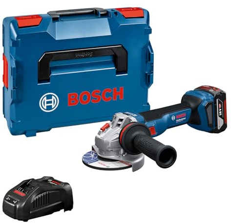 Bosch Professional 18V System meuleuse angulaire sans-fil GWS 18V-11 S (diamètre de disque 125 mm, avec 1 batterie GBA 5,0 Ah, chargeur GAL 1880, L-BOXX)