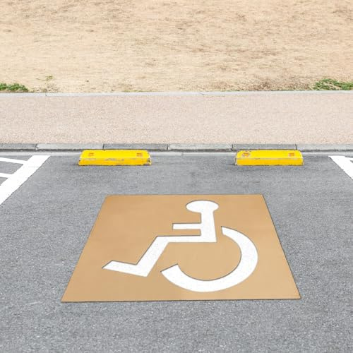 Pochoir pour Handicapé pour Parking, Pochoir pour Icône de Handicap ADA Symbole de Fauteuil Roulant Modèle de Handicap Pochoirs de Parking en Carton Réutilisables pour la Peinture