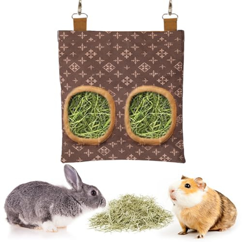 WUSJCOF Bolsa de Heno Alimentador de Conejo, Alimentación de Animales Pequeños, Impermeable, Colgante para Animales Pequeños, Estación de Alimentación para Conejos, Conejo/Cobaya/Chinchilla
