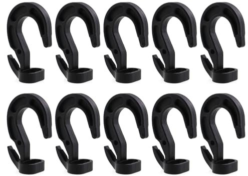 CChiai 10 ganci in plastica elastica per ammortizzatori, gancio per corda in gomma, gancio per regolazione ingegneristica da 1/4, 5/16, 3/8, nero