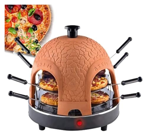 Four à Pizza électrique, 8 personnes four à Pizza électrique avec hotte en terre cuite, four électrique sans fumée four à Pizza pour Pizza Party Home Party
