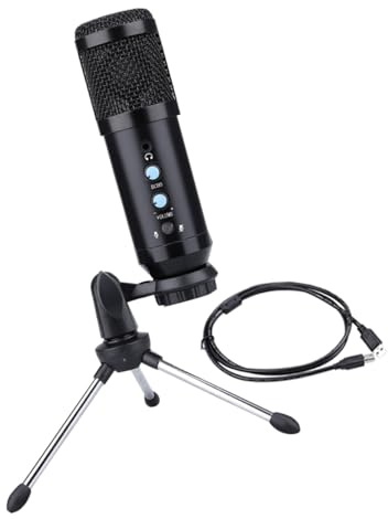 jojofuny Microfono a Condensatore USB Treppiede, Plastica e Metallo | Set da 1 Pezzo, Connessione Stabile e Pickup ad Alta Sensibilità, per Studi di Registrazione e Palco