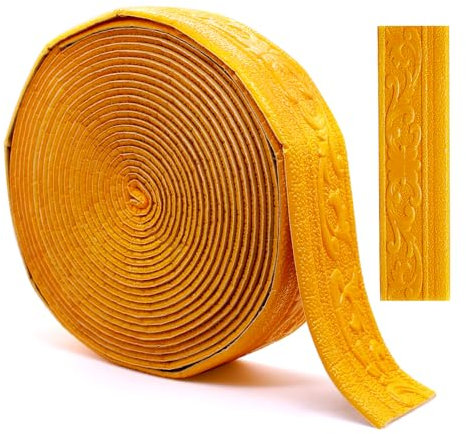 Aimeke Zierleisten Selbstklebend Bordüre Wand Stuckleisten Selbstklebend Tapetenbordüre 10m × 7,8cm × 5mm Wasserdicht 3D Bordüre für Fliesen Flur Decke Ecke Linie (Gold)