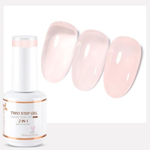 Nicedeco Gel 2 in 1 Unghie Base Coat Semipermanente Colorata Jelly Nail Polish UV Base 2 in 1 Smalto Gel Jelly Smalto per Unghie - 012