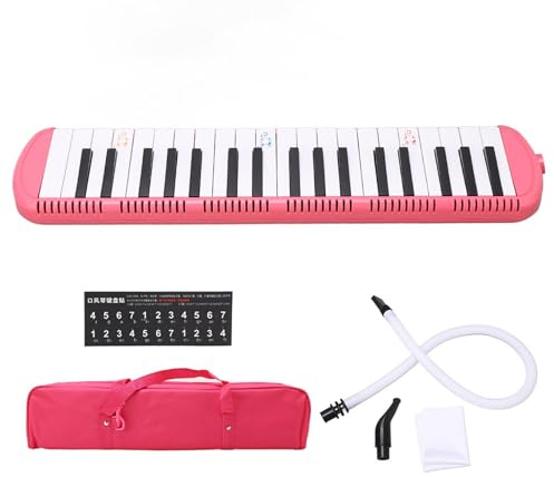 Melodica, Blasrohr-Melodica mit 37 Tasten, Blasmusikinstrument für Anfänger und Anfängerinnen (PINK)