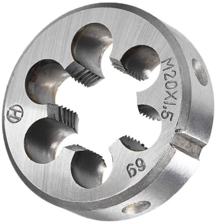 TA-VIGOR 1 x M20 x 1,5 metrische verstellbare Gewindeschneider, legierter Werkzeugstahl, Rechtshänder, runde Schneideisen zur Bearbeitung, Korrektur oder Reinigung von Außengewinden (Metall