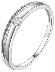 Homxi Hochzeitsringe Weißgoldring Damen 585, Rund mit Moissanit, Damen Hochzeitsringe Eternity Ring Silber Gr. 60 (19.1)