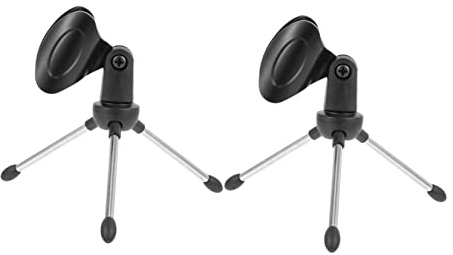 MUELODSIC Supporto Microfono da Tavolo in Metallo Regolabile e Compatto, Treppiede Microfono Desktop 2 Pezzi per Festa Scuola Decor e Uso in Registrazione