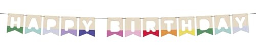 Folat 27785 Geburtstag und Party Dekoration Buntes - Wimpelkette - Happy Birthday - Stripetastic - 4m - Partyzubehör für Kinder und Erwachsene