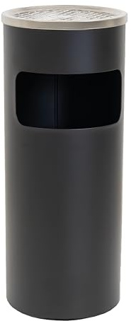 TRUTZHOLM Standaschenbecher für draußen 61x25 cm 30L Schwarz Metall pulverbeschichtet Mülleimer mit Inneneimer und Abaschschale Abfalleimer 2in1 Mülleimer mit Aschenbecher Outdoor Hotel Restaurant
