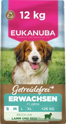 Eukanuba Hundfoder spannmålsfri med lamm för små och medelstora raser, premium torrfoder utan spannmål för vuxna hundar, 12 kg