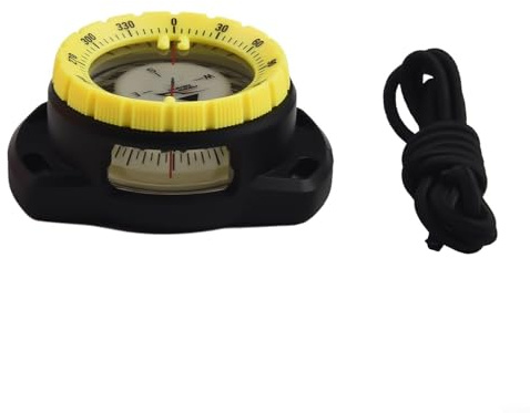 Gdfnmogo Scuba Diving Compass Gauge with Wrist Mount, Top and Side Reading, Lightweight Portable Module with Comfortable Adjustable Rubber Strap, Waterproof to 50m for(Yellow)