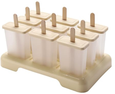 BIUDECO Molde para Helados Caseros Beige con Palitos para Moldes de Plástico para Hacer Polos DIY Fácil Limpieza y Uso Seguro para Familia