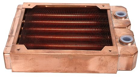 Radiador de refrigeración por Agua, Radiador de refrigeración por Agua para computadora Tubo de Cobre Rojo Intercambiador de Calor líquido con Rosca G1/4 para Conjunto de
