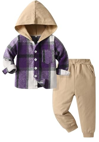 Générique Vinterset flicka små barn på hösten, unisex koreansk version av Harlan byxor rutig kostym jumpsuit byxor fest, Färg: blå, 5-6 �r