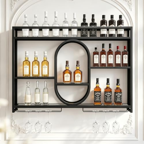 Botellero de Pared, Estante Metálico de 3 Niveles