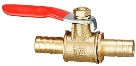 UPPUOEAF 6mm-19mm 6-8 8-10 Red Handle Small Valve Hose Inline Brass Water Oil Air Gas Fuel Line Shutoff Ball Valve Pipe Fittings(19mm)