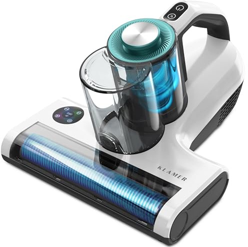 KLAMER Milbensauger mit UV-Licht, beseitigt bis zu 99,9 Prozent der Milben | Erhitzt in 5 Sekunden auf 60 Grad und arbeitet mit Ultraschall- und Schlagmodi gegen tiefsitzenden Schmutz und Allergene