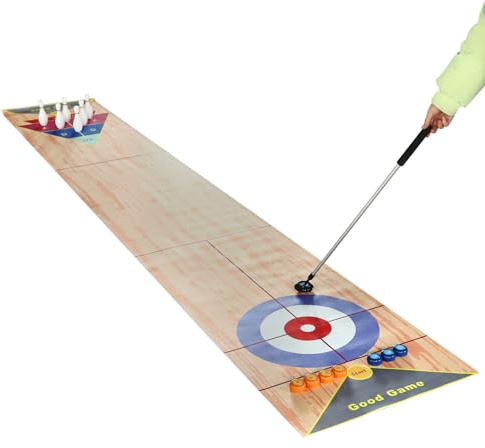 Jeu De Curling 3 en 1 Table Ensemble Table Bowling Et Shuffleboard, Palets Jeux De Fête Famille Shuffleboards, pour Enfants Et Adultes Soirée Anniversaire