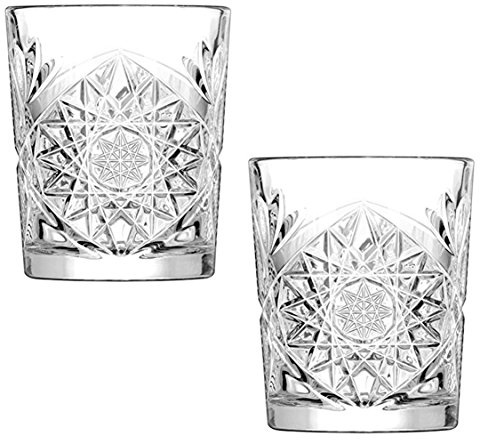 Libbey Hobstar Double Old Fashioned Glasses, 12oz / 340ml, Vintage Cut Glass Whisky Tumblers, Set of 2