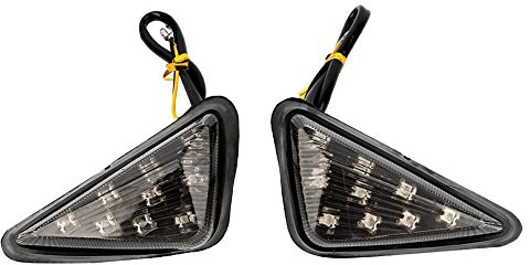 Qiilu 2x Moto 12V Euro Triangle Flush Mont Clignotant Fumée Ambre LED Lumière AP