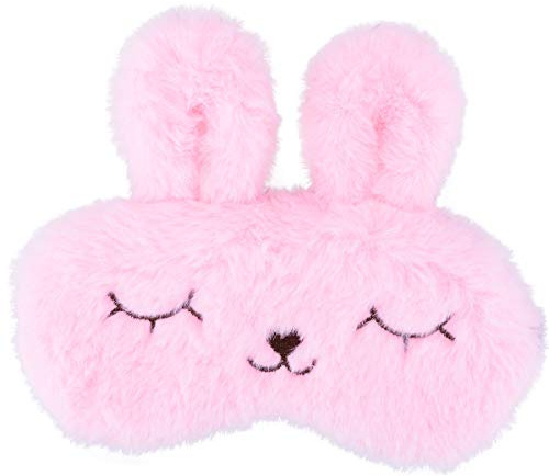 Ulife Mall Lustig 3D Süße Hase Schlafmaske Plüsch Schlafbrille Augenbinde für Schlafen Reisen Augenmaske mit Verstellbares Gummiband Schlafmasken Augenabdeckung für Kinder Mädchen Jungen Damen Rosa