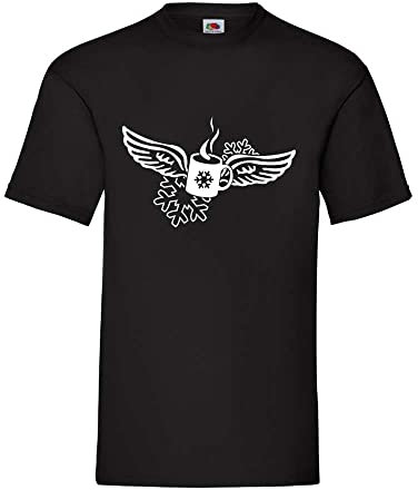 Shirt84.de - Maglietta da uomo a forma di tazza per vin brulé con ali d'angelo Nero XXL
