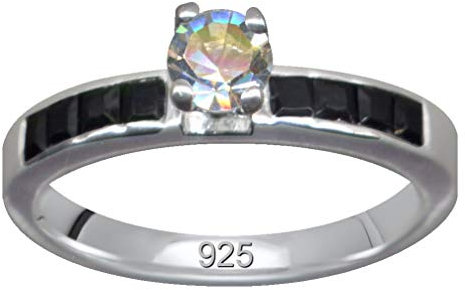 Schwarz Weiß Ring Jugendstil Echt Sterling Silber 925 Zirkonia Liebe Glaube Hoffnung Emotion Symbol Motiv Stil Objekt extravagant neu gut schön modisch weiss klar