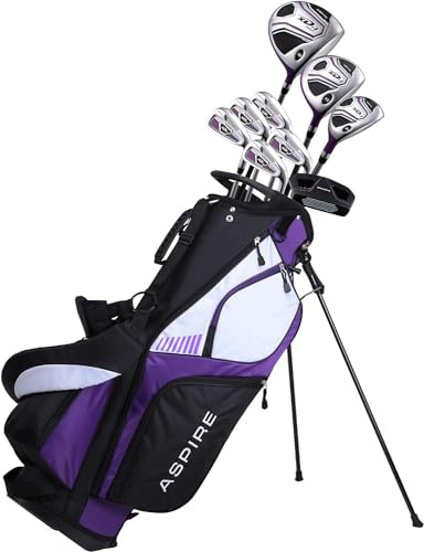 Aspire XD1 Ladies Complete Right Handed Golf Club Set | Complete Regular, Petite & Tall Womens Golf Clubs Set | 3 HCs, Lightweight Shafts & Spacious Stand Bag w/Storage Pockets & Dual Carrying Straps