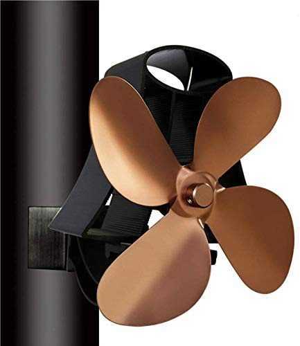 WRMING Wohnzimmer kaminventilator Ohne Strom für Ofenrohr Küche Ofenventilator Geräuscharmer Betrieb Hitzebetrieben Stromloser Ventilator für Holzofen Kamin,Braun