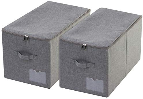 Amonsen Confezione da 2, Scatole di stoccaggio rigide di grandi dimensioni per lenzuola, coperte, cuscini, cappotto invernale in piuma, grigio scuro
