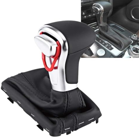 Schaltknauf, Auto Gangschaltung Schaltknauf Gaitor Stiefelbezug Schwarz Leder für A4L Q5 B8 B8PA Hebelknopf | Automatik Schalthebelbezug, Linkslenker, Innenraum