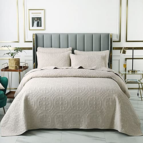SetSailW Tagesdecke Bettüberwurf Gesteppt, Mikrofaser Tagesdecke Schlafzimmer Steppdecke Decke Überwurf Wohnzimmer Sofaüberwurf Einzelbett Doppelbett,Beige-250x270cm