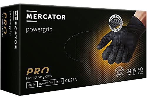 MERCATOR MEDICAL Powergip® Nitril-Einweghandschuhe, puderfrei, latexfrei, 2,5 x schwarz, Größe M bis XXL (XXL)