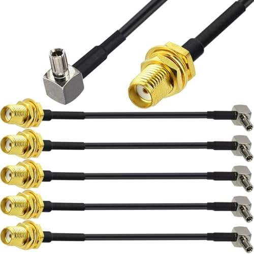 Xiatiaosann 5PCS SMA to TS9 4G Antenna Cable LTE Antenna Extension Cable SMA Female Bulkhead to TS9 Plug Right Angle Cable RG174 for 4G Router 2G 3G 4G LTE Antenna for UMTS Mobile